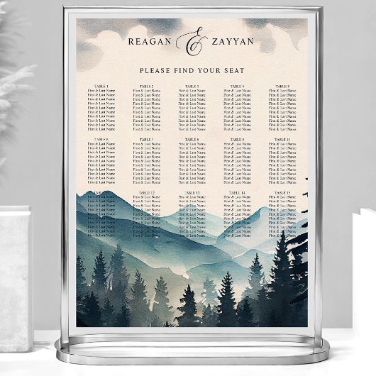 Waterverf Pine Mountain bruiloft zitgrafiek Poster