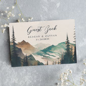Waterverf Pine Mountain Forest rustieke bruiloft Gastenboek