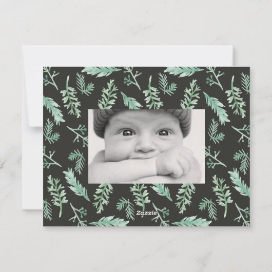 Waterverf Pine Needle Lijst Kerstmis Feestdagenkaart (Achterkant)