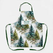 Waterverf Pine Pattern Beste Chef Winter Schort (Voorkant)
