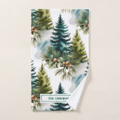 Waterverf Pine Pattern Elegant Winter Bad Handdoek (Handdoek)
