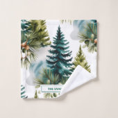 Waterverf Pine Pattern Elegant Winter Bad Handdoek (Wasdoekje)