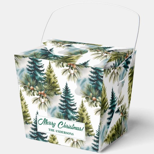 Waterverf Pine Pattern Elegant Winter Bedankdoosjes (Voorkant)