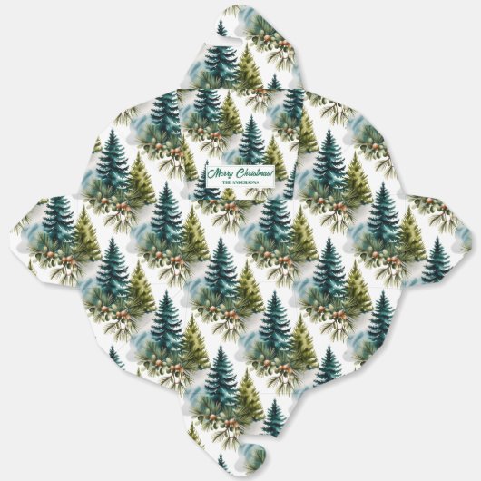 Waterverf Pine Pattern Elegant Winter Bedankdoosjes (Ongevouwen)