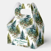 Waterverf Pine Pattern Elegant Winter Bedankdoosjes (Voorkant)