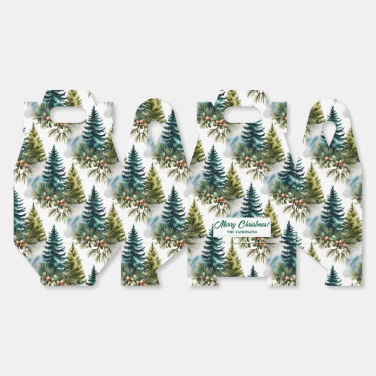 Waterverf Pine Pattern Elegant Winter Bedankdoosjes (Ongevouwen)