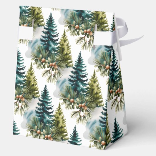 Waterverf Pine Pattern Elegant Winter Bedankdoosjes (Achterkant)