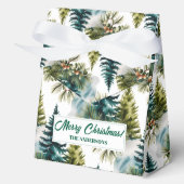 Waterverf Pine Pattern Elegant Winter Bedankdoosjes (Voorkant)