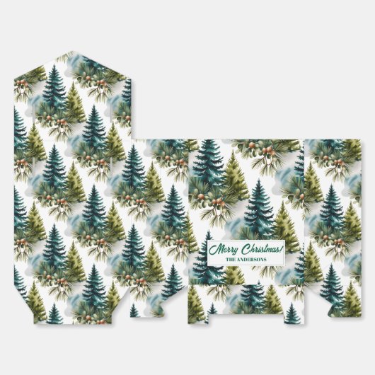 Waterverf Pine Pattern Elegant Winter Bedankdoosjes (Ongevouwen)