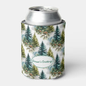 Waterverf Pine Pattern Elegant Winter Blikjeskoeler (Blikje Voorkant)