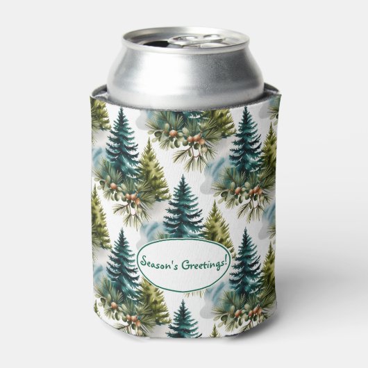 Waterverf Pine Pattern Elegant Winter Blikjeskoeler (Blikje Voorkant)