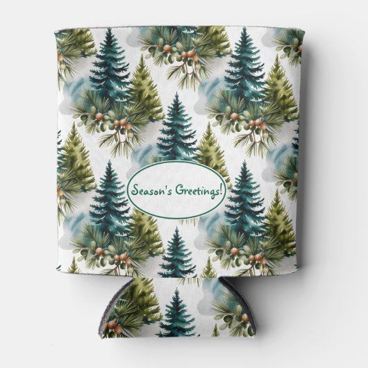 Waterverf Pine Pattern Elegant Winter Blikjeskoeler (Voorkant)