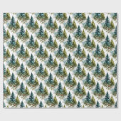 Waterverf Pine Pattern Elegant Winter Cadeaupapier (Vlak)