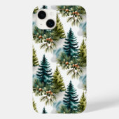 Waterverf Pine Pattern Elegant Winter Case-Mate iPhone Case (Achterkant)