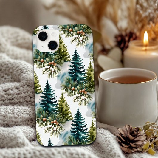 Waterverf Pine Pattern Elegant Winter Case-Mate iPhone Case