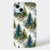 Waterverf Pine Pattern Elegant Winter Case-Mate iPhone Case (Achterkant)