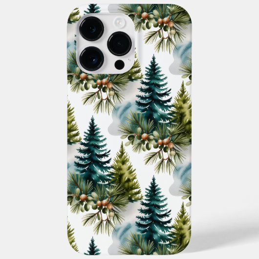 Waterverf Pine Pattern Elegant Winter Case-Mate iPhone Case (Achterkant)