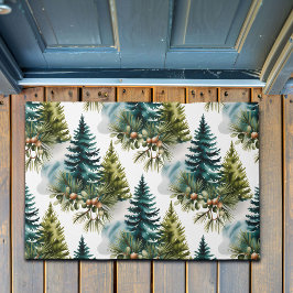 Waterverf Pine Pattern Elegant Winter Deurmat