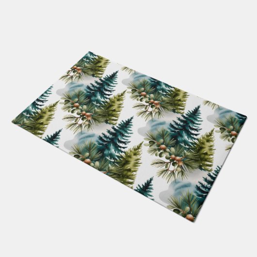 Waterverf Pine Pattern Elegant Winter Deurmat (Schuin)