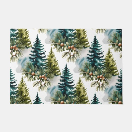 Waterverf Pine Pattern Elegant Winter Deurmat (Voorkant)