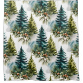Waterverf Pine Pattern Elegant Winter Douchegordijn (Voorkant)