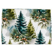 Waterverf Pine Pattern Elegant Winter Groot Cadeauzakje (Achterkant)