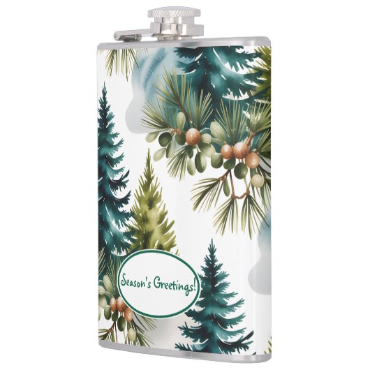 Waterverf Pine Pattern Elegant Winter Heupfles (Links)