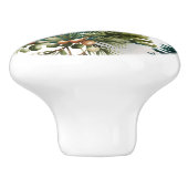 Waterverf Pine Pattern Elegant Winter Keramische Knop (Zijkant)