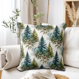 Waterverf Pine Pattern Elegant Winter Kussen