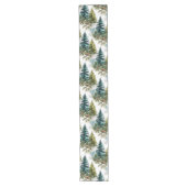 Waterverf Pine Pattern Elegant Winter Lange Tafelloper (Voorkant)