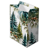 Waterverf Pine Pattern Elegant Winter Medium Cadeauzakje (Voorkant Gekanteld)