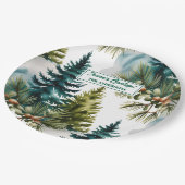 Waterverf Pine Pattern Elegant Winter Papieren Bordje (Gekanteld)