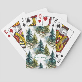 Waterverf Pine Pattern Elegant Winter Pokerkaarten