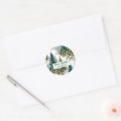Waterverf Pine Pattern Elegant Winter Ronde Sticker (Envelop)