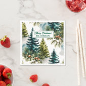 Waterverf Pine Pattern Elegant Winter Servet (Insitu)