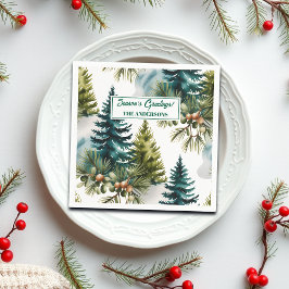 Waterverf Pine Pattern Elegant Winter Servet