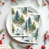 Waterverf Pine Pattern Elegant Winter Servet