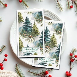Waterverf Pine Pattern Elegant Winter Servet