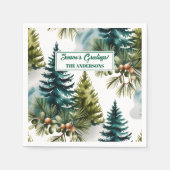 Waterverf Pine Pattern Elegant Winter Servet (Voorkant)