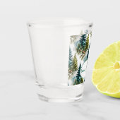 Waterverf Pine Pattern Elegant Winter Shot Glas (Links)