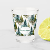 Waterverf Pine Pattern Elegant Winter Shot Glas (Voorkant)