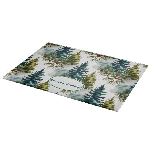 Waterverf Pine Pattern Elegant Winter Snijplank (Hoek)