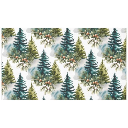 Waterverf Pine Pattern Elegant Winter Tafelkleed (Voorkant (Horizontaal))