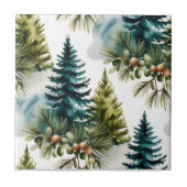 Waterverf Pine Pattern Elegant Winter Tegeltje (Voorkant)