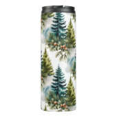 Waterverf Pine Pattern Elegant Winter Thermosbeker (Achterkant)