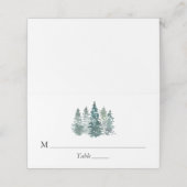 Waterverf Pine Spruce Trees Winter Snow Wedding Plaatskaartje (Buitenkant ongevouwen)