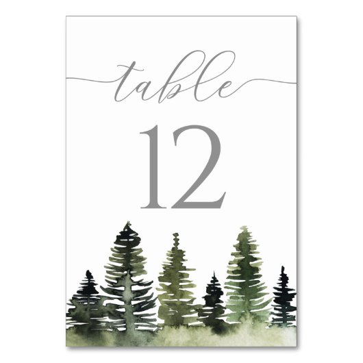 Waterverf Pine Treding Wedding Table Number Card Kaart (Achterkant)
