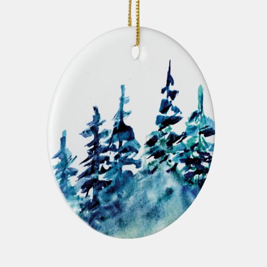 Waterverf Pine Tree (aangepast) Keramisch Ornament (Rechts)