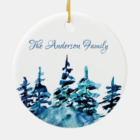 Waterverf Pine Tree (aangepast) Keramisch Ornament (Achterkant)