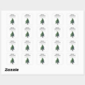 Waterverf Pine Tree Artistieke Kerst Vierkante Sticker (Vel)